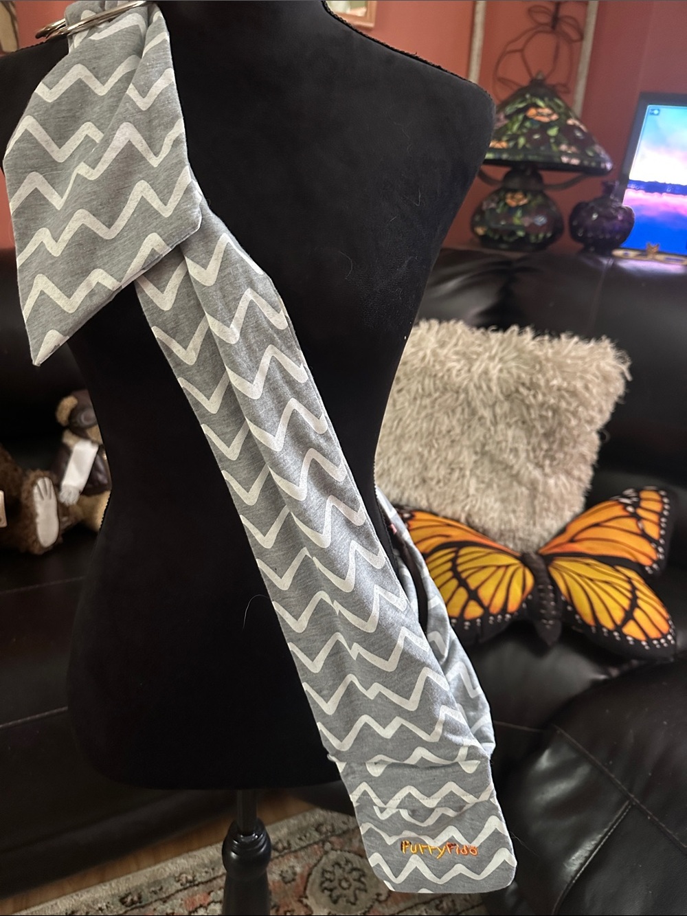 Gray Chevron Dog Sling Carrier - Comfortable Hands-Free Travel